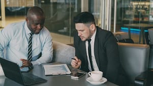 Meeting with financial charts