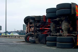 Lorry involved in a road accident