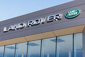 Landrover logo on a branch