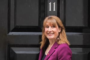 Rachel Reeves, Chancellor of the Exchequer, exits 11 Downing Street for PMQs, London, UK