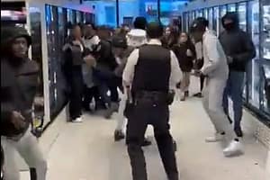 Yobs in a shop in Clapham X