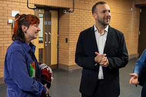 Zack Polanski arriving at the Green Party Conference