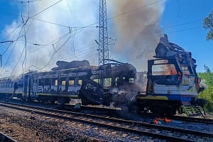 24 hours inside Ukraine’s most dangerous railway journey UA train blown up