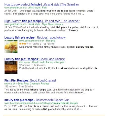 Search results without Schema