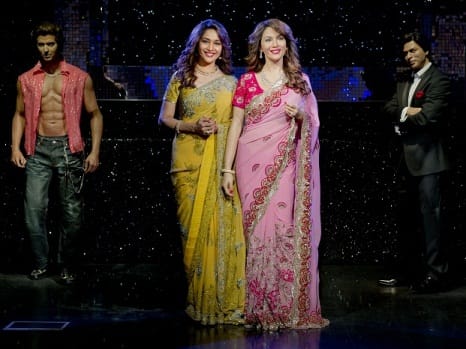 Madhuri Dixit, Shahrukh Khan and Madhuri Dixit at Madame Tussuads