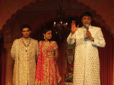 Amit Bhatia and Vanisha Mittal Bhatia with Lakshmi Mittal