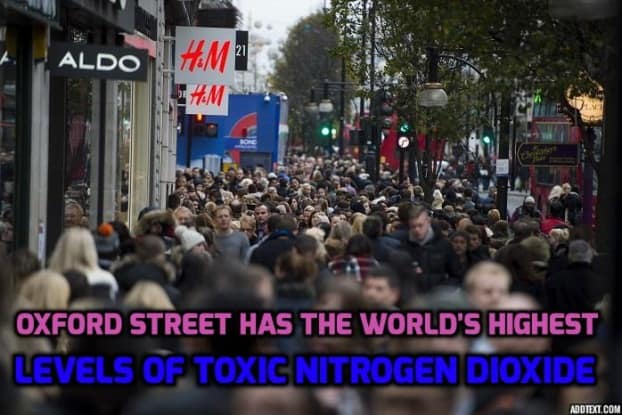 Oxford Street has the world’s highest levels of toxic nitrogen dioxide 