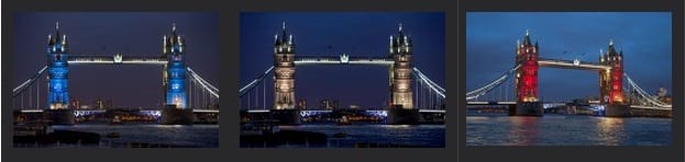 Tower Bridge in tricolore Paris tribute