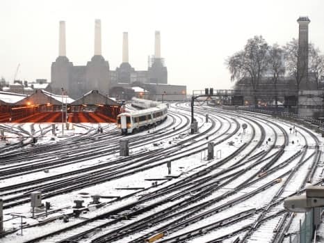 Battersea Power Station in the snow