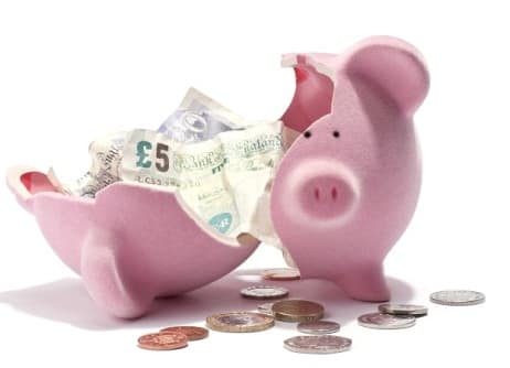 Piggy bank smashed money