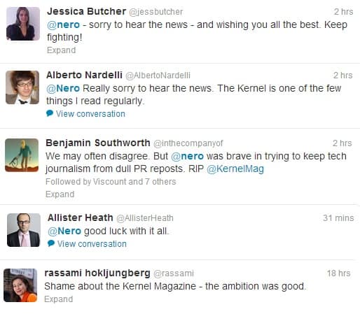 Supporters of The Kernel rally around @Nero on Twitter