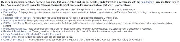 Facebook terms link to other documents