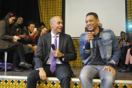 Chuka Umunna with Will Smith taking questions at Tulse Hill School, Lambeth