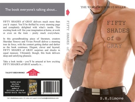 The front and back cover of Fifty Shades of Gray