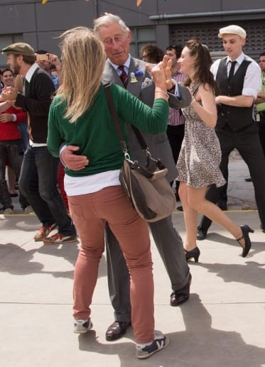 I'm good, aren't I? Prince Charles enjoying the 1940s swing jazz music
