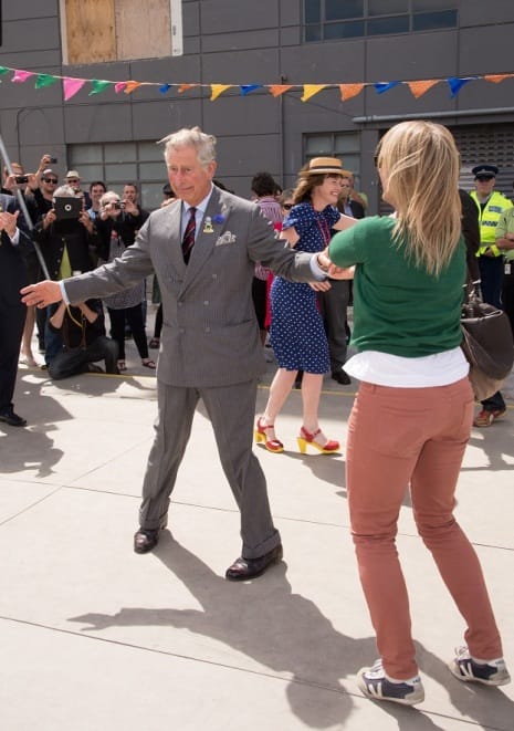 I like to move it, move it: Prince Charles dancing with Lisa Shannon, 57, a psychology student from Christchurch 