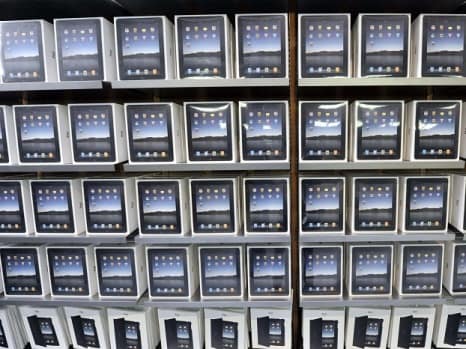 Shelves of Apple iPads at the company's new store in London's Covent Garden