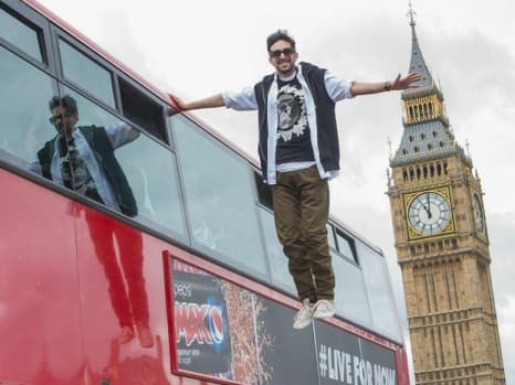 Magician Dynamo levitates from bus
