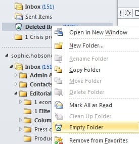 Empty deleted items