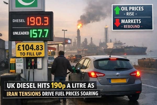 UK diesel tops 190p a litre as Iran conflict sends fuel costs soaring