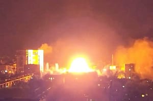 CCTV cameras recorded Russian drone strikes on residential buildings in Kharkiv, Ukraine, on June 5, 2025. Russian missile and drone attacks on the city of Kharkiv overnight on June 5 injured 17 people, including four children, regional Governor Oleh Syni