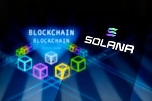 Solana Logo and Blockchain