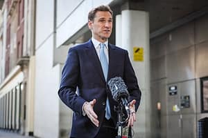 Chris Philp, Shadow Home Secretary, at the BBC for the Sunday morning media round, London, UK