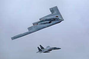 Northrop Grumman B-2 Spirit with McDonnell Douglas F-15C Eagle