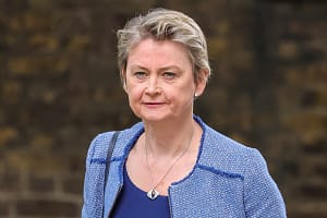 Home Secretary Yvette Cooper in Downing Street, London, UK