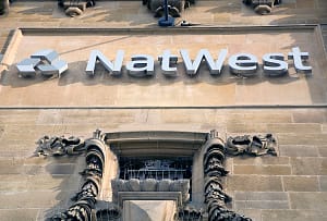 Sign on NatWest bank in Peterborough, England