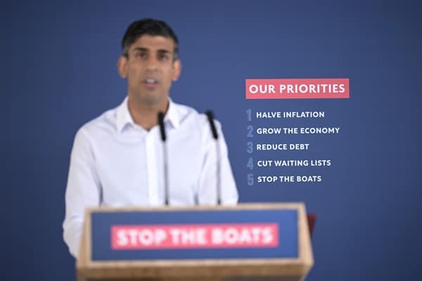 British Prime Minister Rishi Sunak delivers ‘stop the boats’ press conference, Dover, UK – 05 Jun 2023