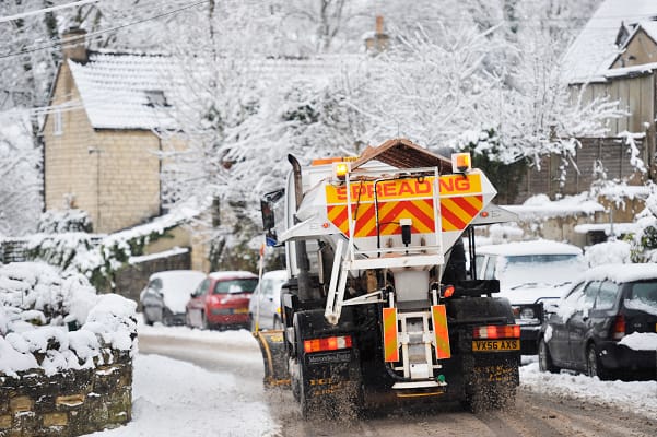 Gritter lorry driving in snow Adrian Sherratt Avalon
