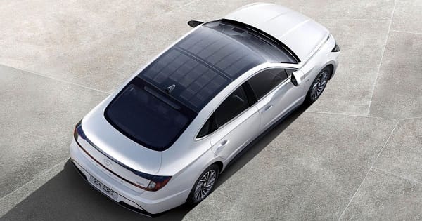 Hyundai unveils hybrid car with a solar panel car roof