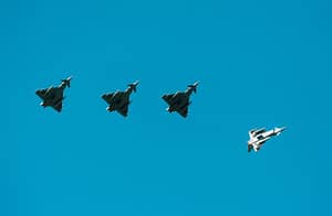 German Eurofighter Typhoon fighter planes taking part in NATO exercise Frysian f