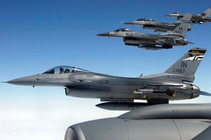 Four F-16 fighter jets