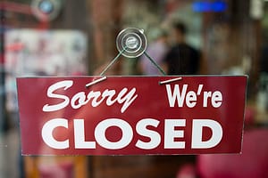 Closed shop sign Rogan Macdonald Avalon