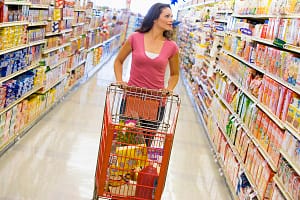Woman shopping at a grocery store