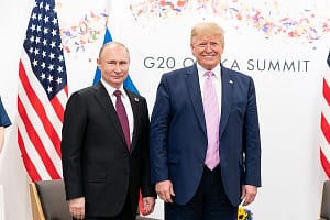 Russia President Vladimir Putin meets U.S President Donald Trump at the G20 Summit in Osaka, Japan.