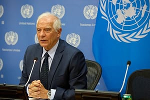 Mr. Josep Borrell briefs reporters at UN on the situation in Ukraine.