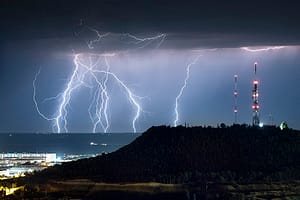 Thunderstorm in Spain. Numerous thunderstorms developed over Portugal and then m