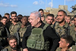 Israeli Prime Minister Benjamin Netanyahu met with combat soldiers at the Gaza border on Thursday October 19, 2023 and said to them, we are going to win with all our might. Netanyahu asked the solders if they were ready and they responded with: yes, until