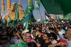 A Hamas demonstration against the Israeli strikes in Gaza