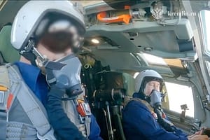 Image released by Kremlin shows Russian President Vladimir Putin (right) flew on a modernised Tu-160M nuclear-capable strategic bomber on Thursday Feb 22, 2024. The giant swing-wing plane, codenamed “Blackjacks” by military alliance NATO, is a modernised