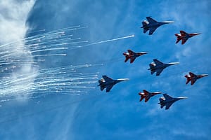 Su-34 fighter jets with Migs
