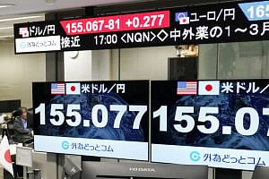 Yen drops to 155 range vs. U.S. dollar