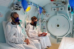 Hyperbaric chamber Hyperbaric Oxygen Therapy Center. Hyperbaric oxygen therapy (HBOT) is a treatment consisting of admin
