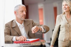 Businessman checking his watch