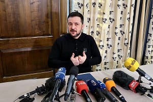 News conference of Ukrainian President Volodymyr Zelenskyy in Munich