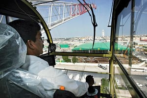 “Crane operator in Raimondi Tower Crane, Dubai, United Arab Emirates, March 19, 2007.”