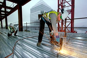 “Steel work, HSBC building, Canary Wharf, London Docklands”